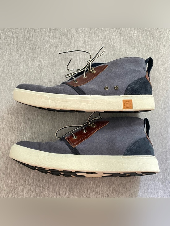 Timberland Other - Timberland Men’s Size 12 Blue/Brown Canvas High Top Sensorflex Lace Up Shoes